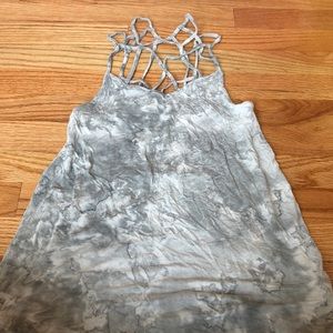Grey and white tie die tank top